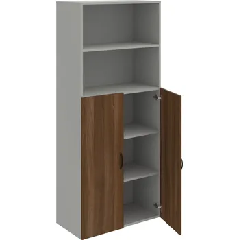 Policová skříň D 5 80 04 – Skříň policová dvéřová 185 × 80 cm - Ořech , Šedá , UCO – černá