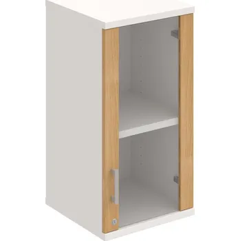 Policová skříň SZ 2 40 02 P H – Skříň policová dvéřová 76,8 × 40 cm - Dub , Bílá , USH – hranatá