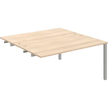 Psací stůl USD 1600 R – Stůl pracovní 160 × 160 cm, k řetězení - Akát , Šedý kov