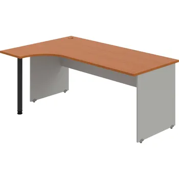 Psací stůl GE 1800 P – Stůl ergo pravý 180 × 120 cm - Třešeň , Šedá , Černý kov
