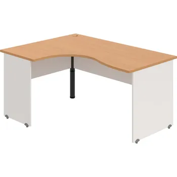 Psací stůl GE 2005 P – Stůl ergo pravý 160 × 120 cm - Buk , Bílá , Černý kov