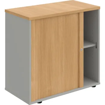 SPRZ 80 40 L – Skříňka ke stolu, roletová, levá, š. 80 cm - Dub , Šedá , Dub