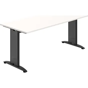 Jednací stůl FJ 1800 – Stůl jednací rovný 180 cm - Bílá , Černý kov