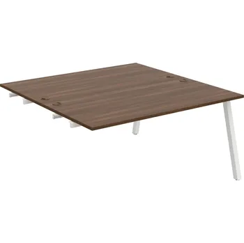 Psací stůl USD A 1600 R – Stůl pracovní 160 × 160 cm, k řetězení - Ořech , Bílý kov