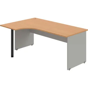 Psací stůl GE 1800 60 P – Stůl ergo 180 × 120 cm, pravý - Buk , Šedá , Černý kov