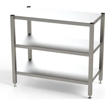 Dílenský regál Nerezový regál do čistých prostor, 3 x skladovací úroveň, s hladkými policemi, 1300 x 400 x 900 mm