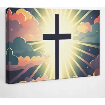 Obraz Dekorace obraz na plátně do Obývacího Pokoje Kříž Světlo Náboženský 30x20 cm