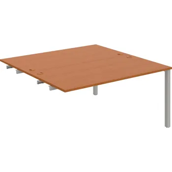 Psací stůl USD 1600 R – Stůl pracovní 160 × 160 cm, k řetězení - Třešeň , Šedý kov