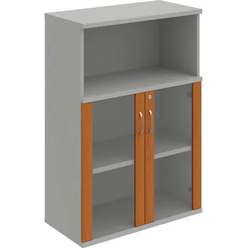 Policová skříň SZ 3 80 05 – Skříň policová dvéřová 115,2 × 80 cm - Třešeň , Šedá , USN – Hobis