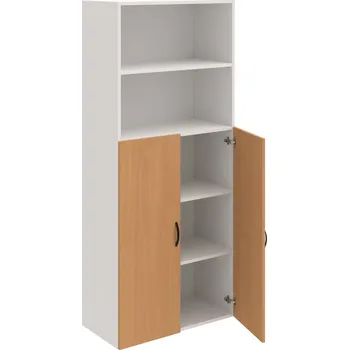 Policová skříň D 5 80 04 – Skříň policová dvéřová 185 × 80 cm - Buk , Bílá , UCO – černá