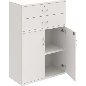 Policová skříň SZ 3 80 03 – Skříň policová zásuvková 115,2 × 80 cm - Bílá , Bílá , USN – Hobis