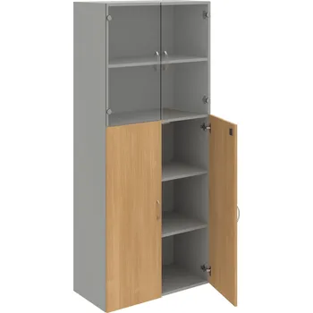 Policová skříň DZ 5 80 08 – Skříň policová dvéřová 185 × 80 cm - Dub , Šedá , USN – Hobis