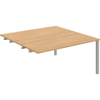 Psací stůl USD 1600 R – Stůl pracovní 160 × 160 cm, k řetězení - Dub , Šedý kov