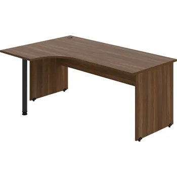 Psací stůl GE 1800 60 P – Stůl ergo 180 × 120 cm, pravý - Ořech , Ořech , Černý kov