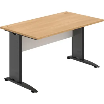 Psací stůl CS 1400 – Stůl pracovní rovný 140 cm - Dub , Bílá , Černý kov