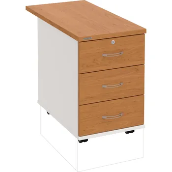 Zásuvkový kontejner K 33 Z P 80 – Kontejner, 3 zásuvky, uzamykatelný, léta podél, hl. 80 cm - Olše , Bílá , USN – Hobis