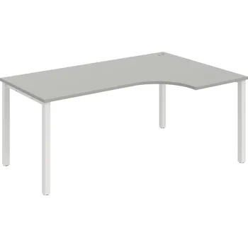 Psací stůl UE 1800 60 L – Stůl ergo 180×120 cm, levý - Šedá , Bílý kov