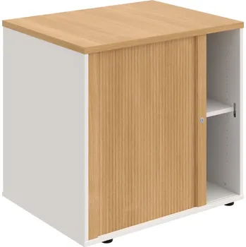 SPRZ 80 60 L P – Skříňka ke stolu, roletová, levá, š. 80 cm, léta podél - Dub , Bílá , Dub