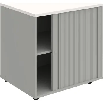SPRZ 80 60 P N – Skříňka ke stolu, roletová, pravá, š. 80 cm, léta napříč - Bílá , Šedá , Šedá