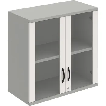 Policová skříň SZ 2 80 02 H – Skříň policová dvéřová 76,8 × 80 cm - Bílá , Šedá , UCO – černá