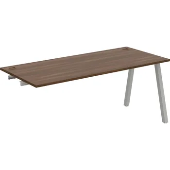 Psací stůl US A 1800 R – Stůl pracovní délky 180 cm, k řetězení - Ořech , Šedý kov