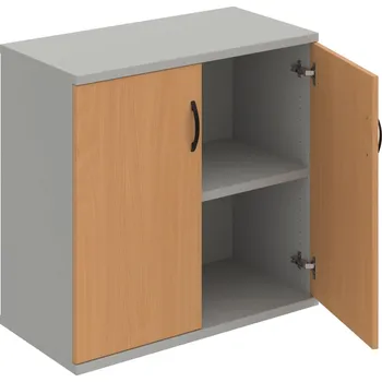 Policová skříň S 2 80 01 – Skříň policová dvéřová 76,8 × 80 cm - Buk , Šedá , UCO – černá
