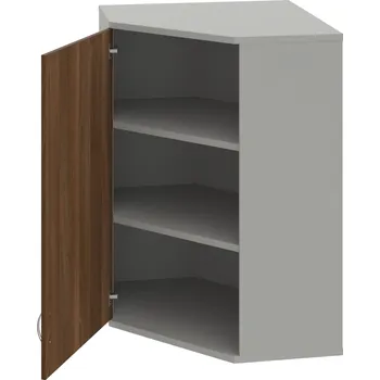 Policová skříň SRV 3 01 L H – Skříň vnitřní roh levá 115,2 cm - Ořech , Šedá , USN – Hobis