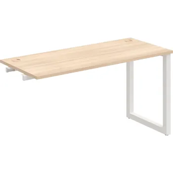 Psací stůl UE O 1400 R – Stůl pracovní délky 140 cm, hl. 60 cm, k řetězení - Akát , Bílý kov