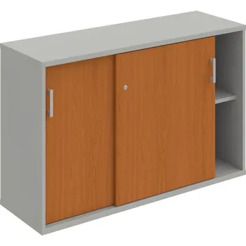 Policová skříň SZ 2 120 02 – Skříňka s posuv. dveřmi 76,8 × 120 cm - Třešeň , Šedá , USH – hranatá