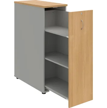 SPVZ 3 P – Skříňka ke stolu, šanonová, výsuvná, pravá - Dub , Šedá , USN – Hobis