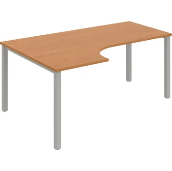 Psací stůl UE 1800 60 P – Stůl ergo 180×120 cm, pravý - Olše , Šedý kov