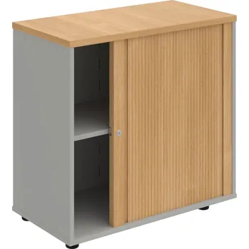 SPRZ 80 40 P – Skříňka ke stolu, roletová, pravá, š. 80 cm - Dub , Šedá , Dub