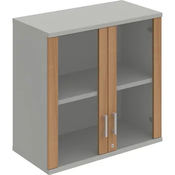 Policová skříň SZ 2 80 02 H – Skříň policová dvéřová 76,8 × 80 cm - Višeň , Šedá , USH – hranatá