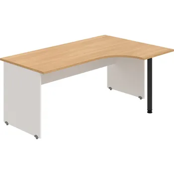 Psací stůl GE 1800 60 L – Stůl ergo 180 × 120 cm, levý - Dub , Bílá , Černý kov