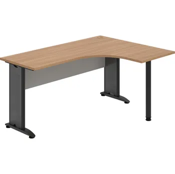Psací stůl CE 60 L – Stůl ergo levý 160 × 120 cm - Višeň , Šedá , Černý kov