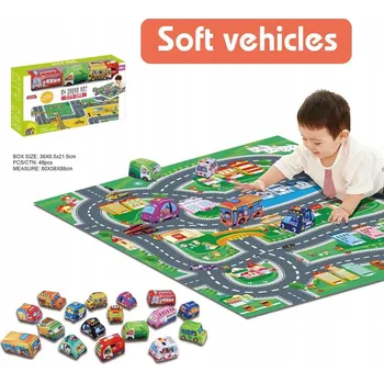 Hrací deka SADA MĚKKÝCH AUTÍČEK A PODLOŽKA MĚSTO