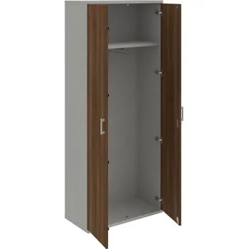 Policová skříň SZR 5 80 01 – Skříň šatní dvéřová 192 × 80 cm - Ořech , Šedá , USH – hranatá