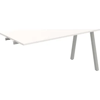 Psací stůl UJ A 1600 R – Stůl jednací rovný délky 160 cm, k řetězení - Bílá , Šedý kov