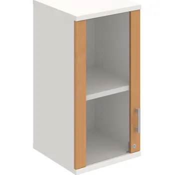 Policová skříň SZ 2 40 02 L H – Skříň policová dvéřová 76,8 × 40 cm - Buk , Bílá , USH – hranatá