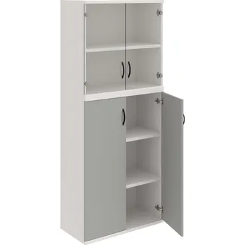 Policová skříň S 5 80 11 – Skříň policová dvéřová 192 × 80 cm - Šedá , Bílá , UCO – černá