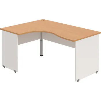 Psací stůl GE 2005 P – Stůl ergo pravý 160 × 120 cm - Buk , Bílá , Šedý kov
