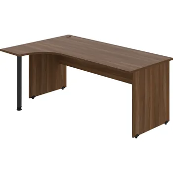 Psací stůl GE 1800 P – Stůl ergo pravý 180 × 120 cm - Ořech , Ořech , Černý kov