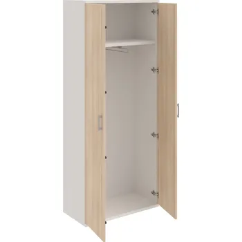 Policová skříň S 5 80 01 – Skříň šatní dvéřová 192 × 80 cm - Akát , Bílá , USH – hranatá