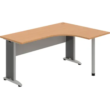 Psací stůl CE 60 L – Stůl ergo levý 160 × 120 cm - Buk , Šedá , Šedý kov