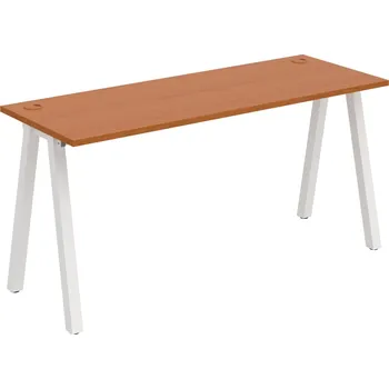 Psací stůl UE A 1600 – Stůl pracovní délky 160 cm, hl. 60 cm - Třešeň , Bílý kov