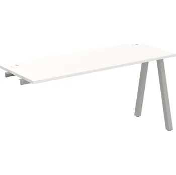 Psací stůl UE A 1600 R – Stůl pracovní délky 160 cm, hl 60 cm, k řetězení - Bílá , Šedý kov
