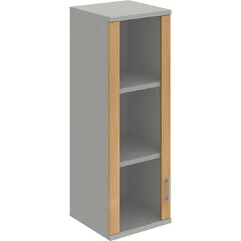 Policová skříň S 3 40 02 L H – Skříň policová dvéřová 115,2 × 40 cm - Dub , Šedá , USH – hranatá