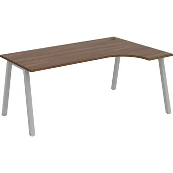 Psací stůl UE A 1800 L – Stůl ergo 180 × 120 cm, levý - Ořech , Šedý kov