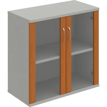 Policová skříň S 2 80 02 – Skříň policová dvéřová 76,8 × 80 cm - Třešeň , Šedá , USN – Hobis