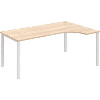 Psací stůl UE 1800 L – Stůl ergo levý 180 × 120 cm - Akát , Bílý kov